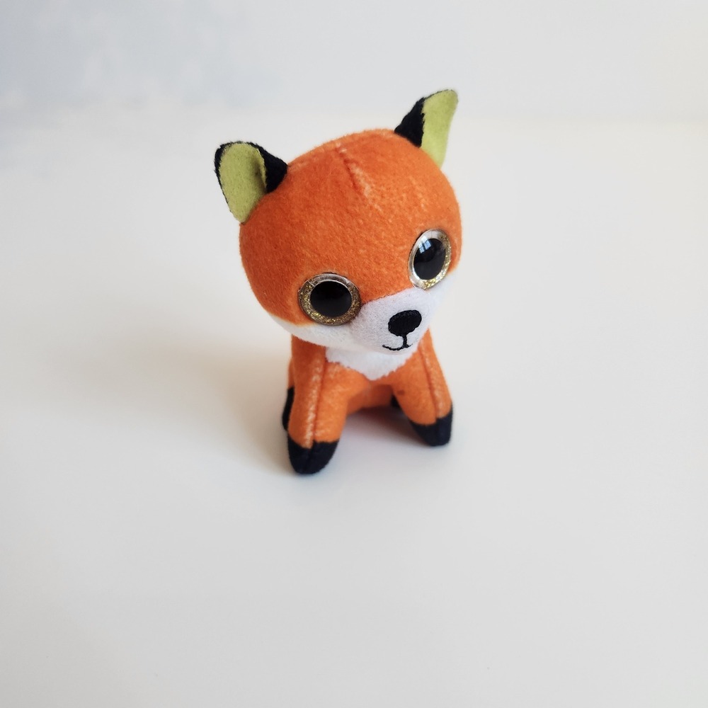 Miniature Orange Fox Plush Toy with Big Eyes 3.5 Inch Small Stuffy